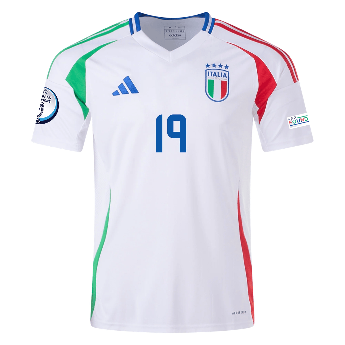 adidas Italy Leonardo Bonucci Away Jersey w/ Euro 2024 Patches 24/25 (Blue) | SoccerWearhouse