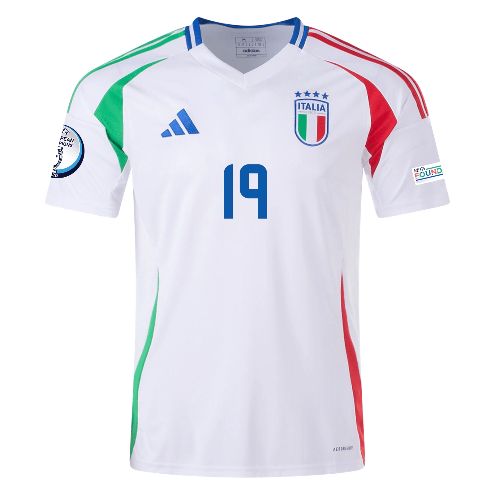 adidas Italy Leonardo Bonucci Away Jersey w/ Euro 2024 Patches 24/25 (Blue) | SoccerWearhouse