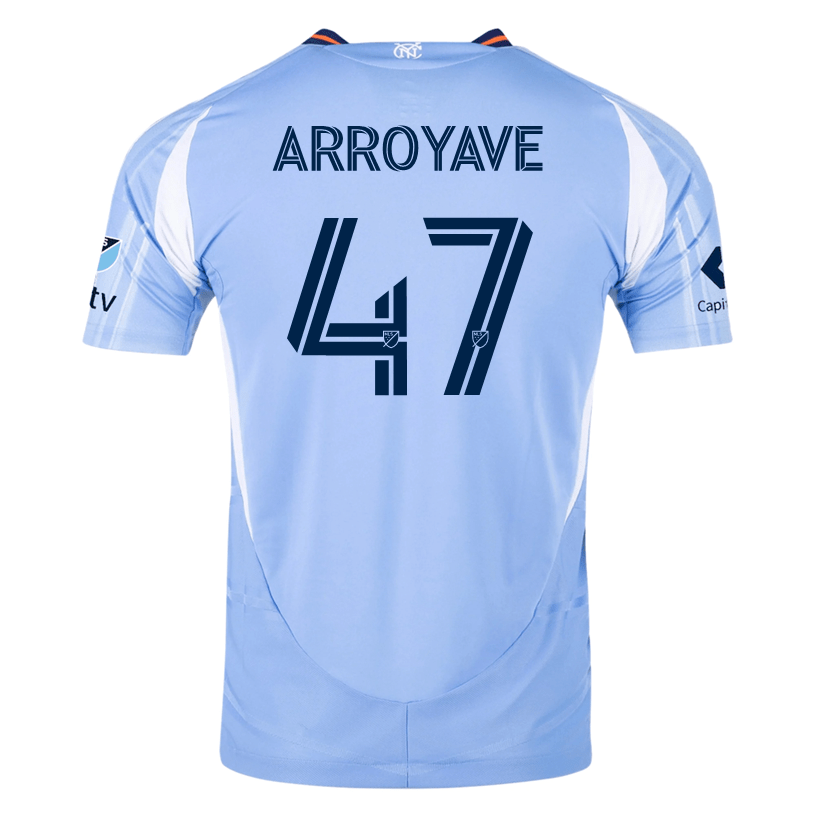 adidas Jacob Arroyave New York City FC Authentic Home Jersey 25/26 w/ MLS Patches (Bahia Light Blue) | SoccerWearhouse