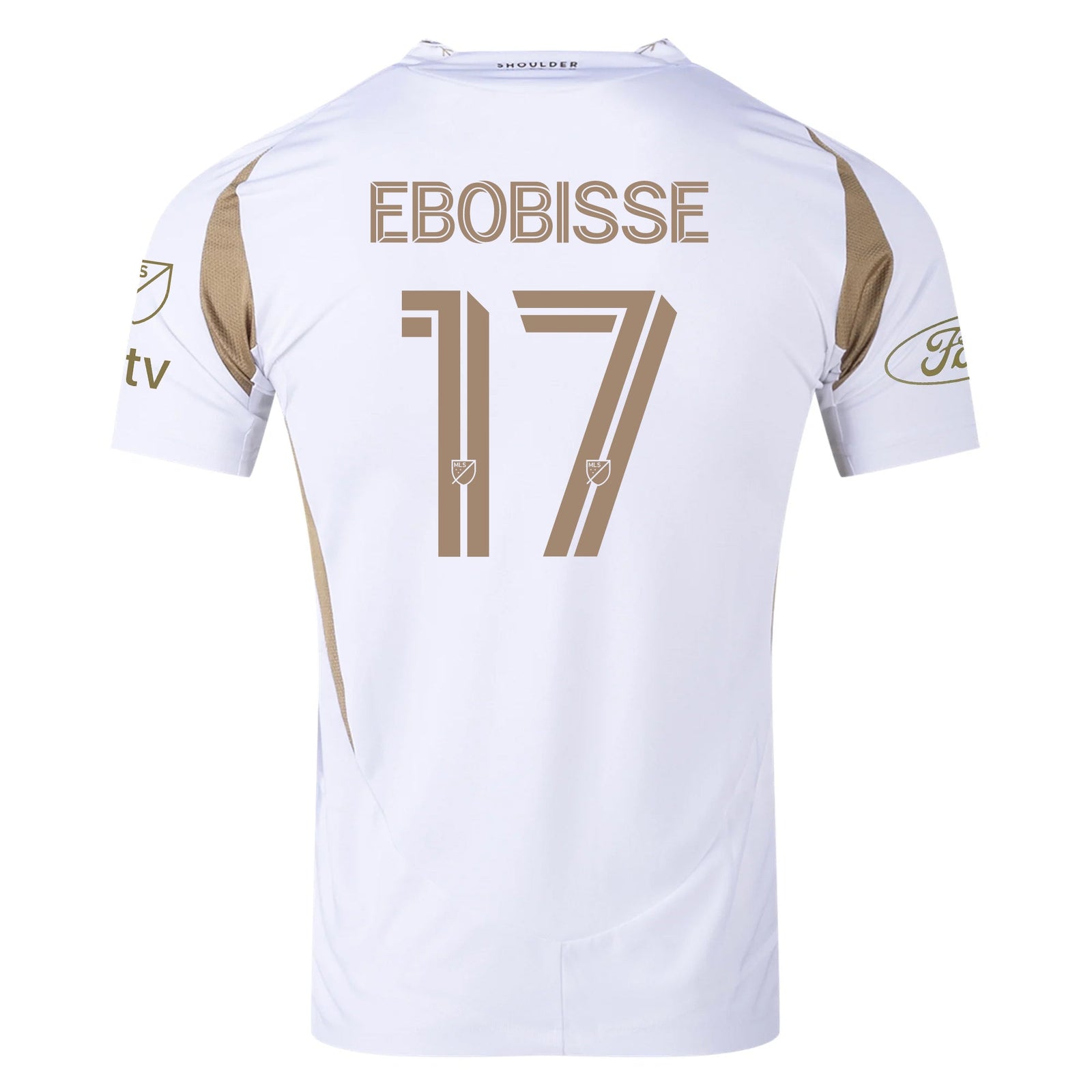 adidas Jeremy Ebobisse LAFC Authentic Away Jersey w/ MLS + Apple + Ford Logo 25/26 (White/Gold) | SoccerWearhouse