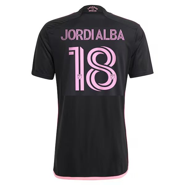 adidas Jordi Alba Inter Miami Away Jersey 23/24 (Black/True Pink) | SoccerWearhouse