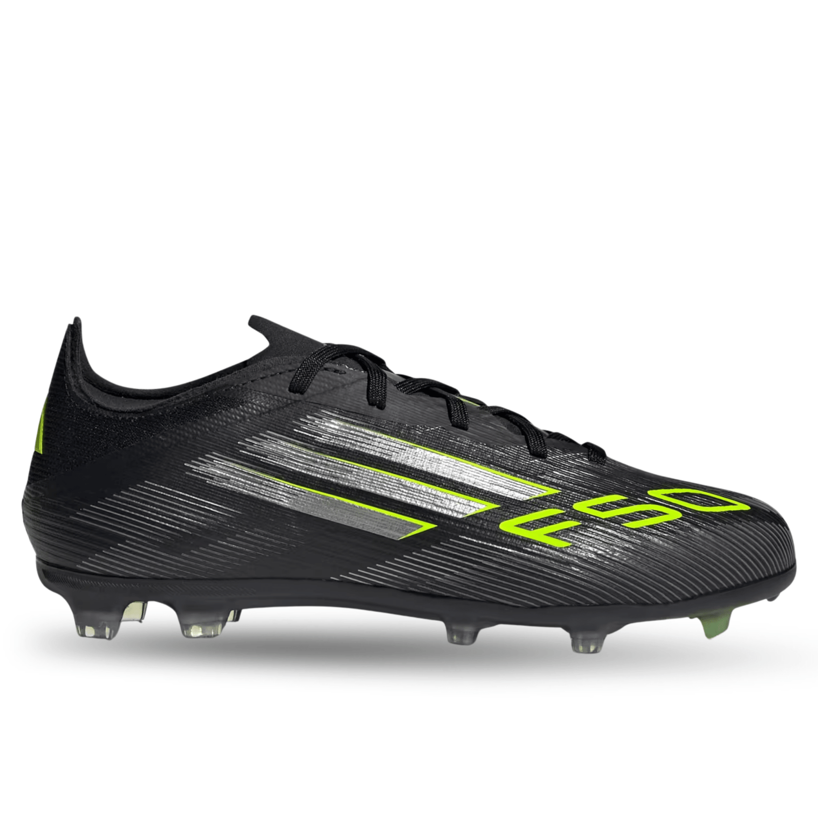 adidas Jr. F50 Elite Firm Ground Soccer Cleats (Black/Iron Metallic/Lucid Lemon) | SoccerWearhouse
