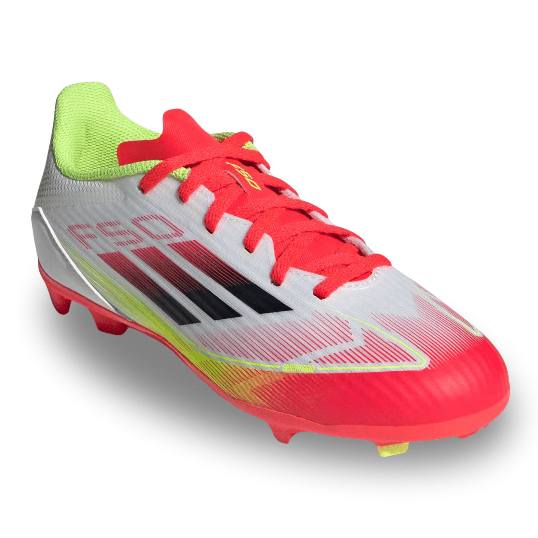 adidas Jr. F50 League FG/MG Soccer Cleats (White/Black/Yellow)