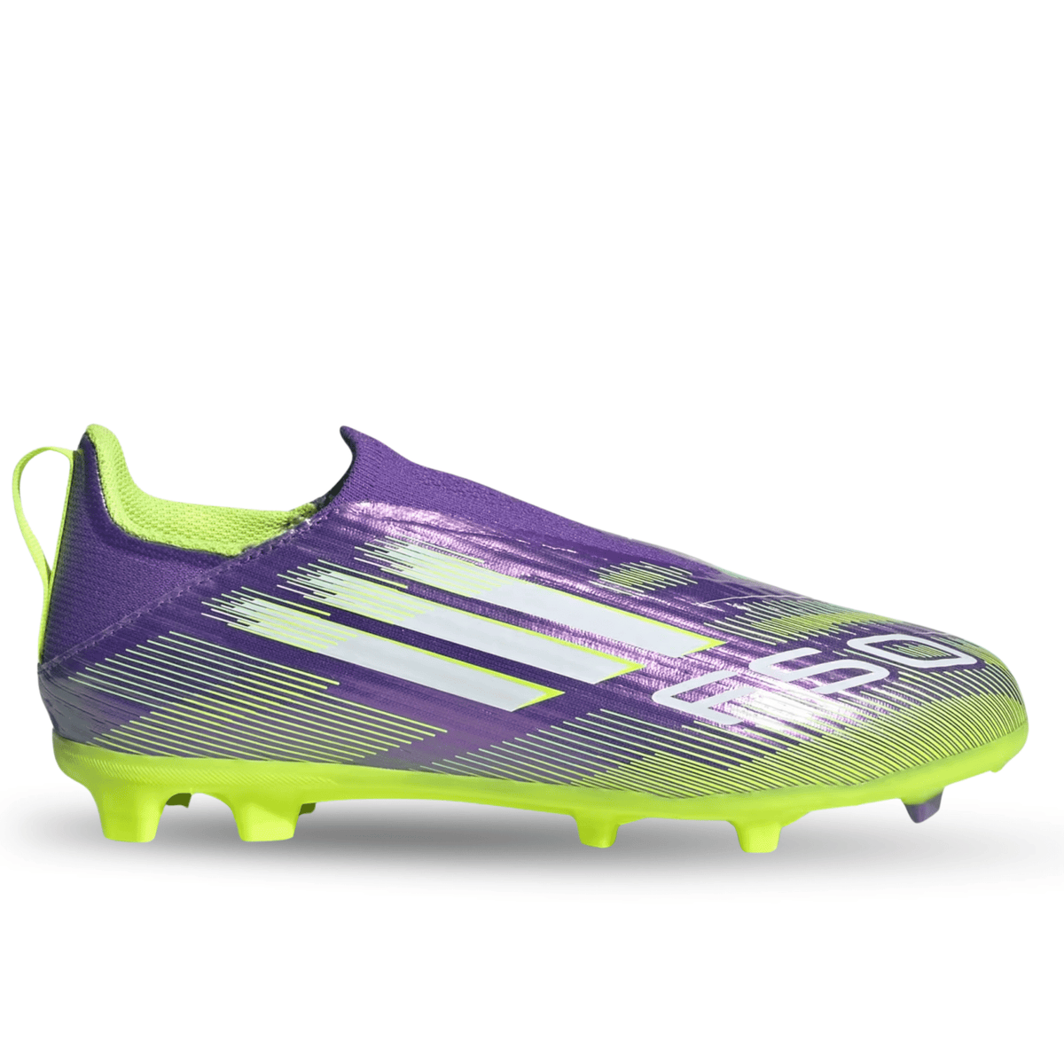 adidas Jr. F50 League Laceless Firm Ground/Multi Ground Soccer Shoes (Purple Rush/Lucid Lemon) | SoccerWearhouse
