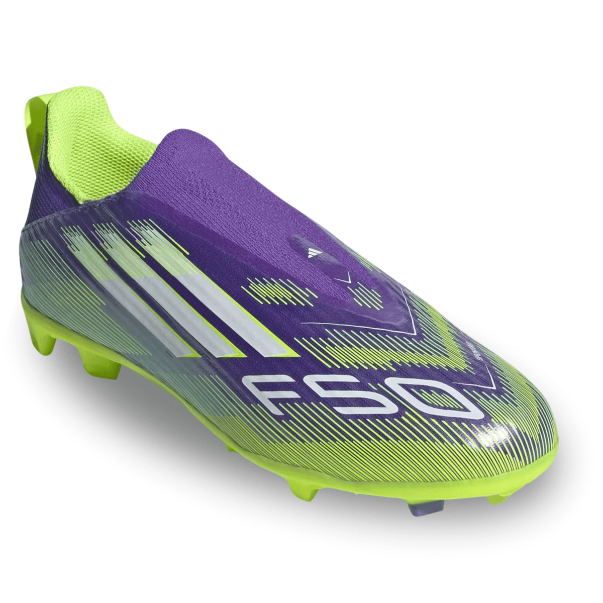 adidas Jr. F50 League Laceless Firm Ground/Multi Ground Soccer Shoes (Purple Rush/Lucid Lemon) | SoccerWearhouse