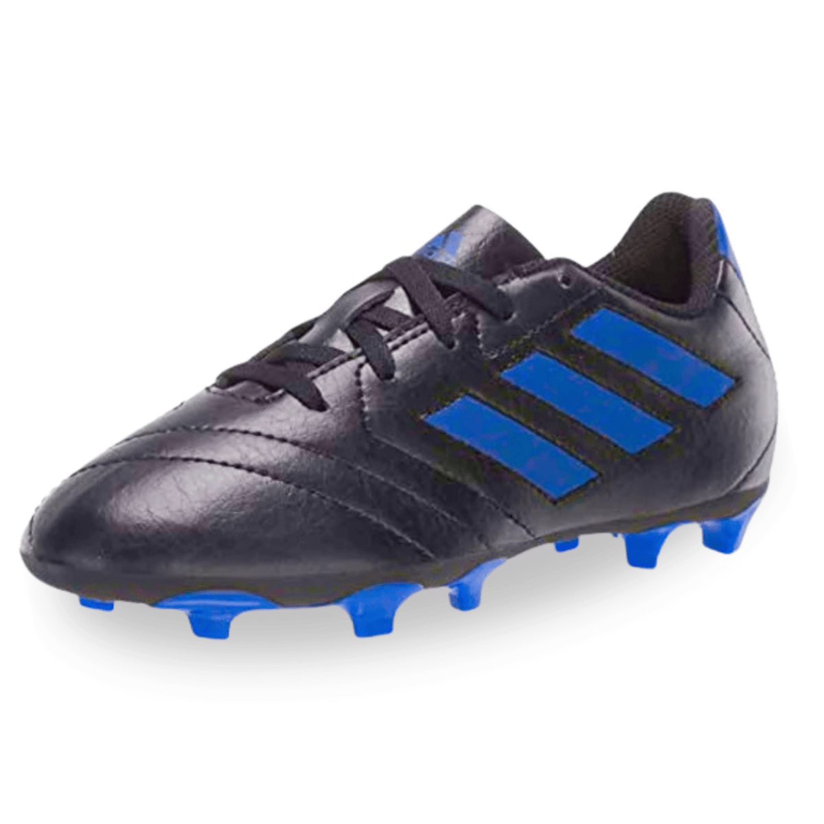 aDIDAS JR. GOLETTO VII Firm Ground Soccer Cleats (CORE BLACK/ROYAL BLUE) | SoccerWearhouse
