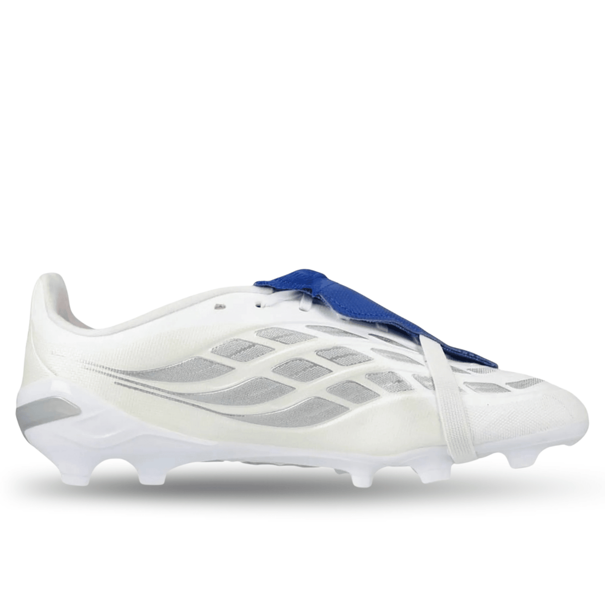 adidas Jr. Predator League FT Firm Ground Soccer Cleats (White/Zero Metallic/Royal Blue) | SoccerWearhouse