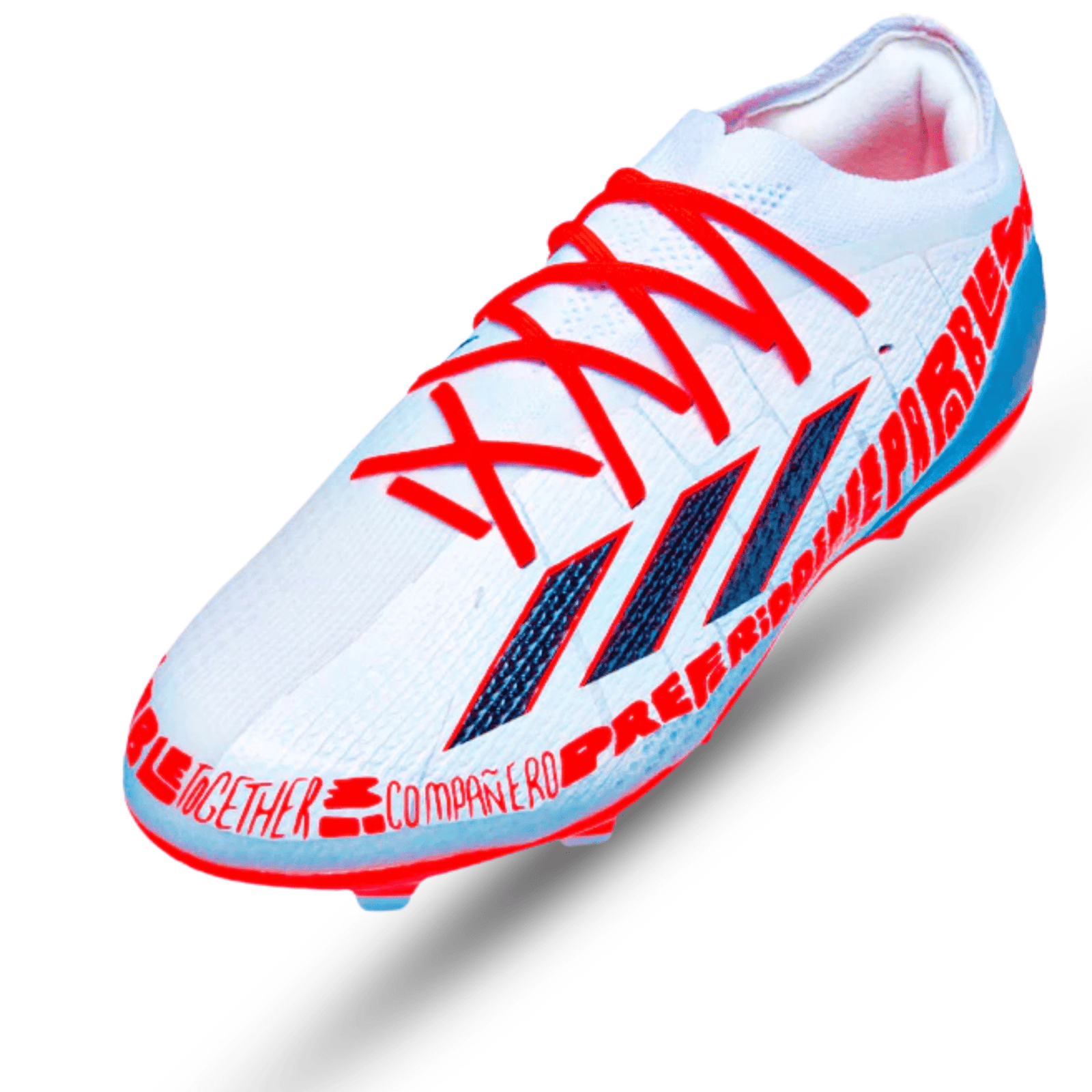 adidas Jr. X Speedportal Messi.1 Firm Ground Soccer Cleats (White/Solar Red) | SoccerWearhouse