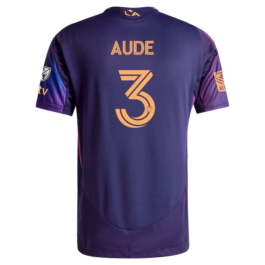 adidas Julián Aude LA Galaxy Authentic Away Jersey w/ MLS + Apple TV + RBC Sponsor 25/26 (Purple) | SoccerWearhouse