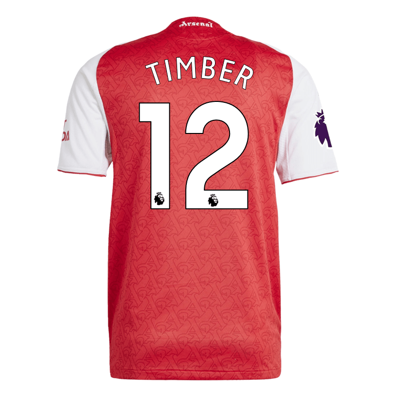 adidas Jurrien Timber Arsenal FC Authentic Home Jersey 25/26 w/ EPL Patch (Better Scarlet/White | SoccerWearhouse
