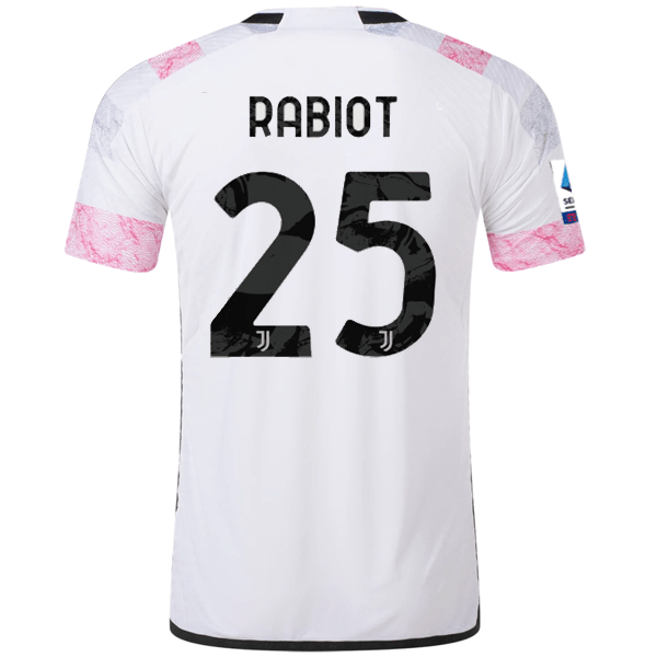 adidas Juventus Authentic Adrian Rabiot Away Jersey w/ Serie A Patch 23/24 (White) | SoccerWearhouse
