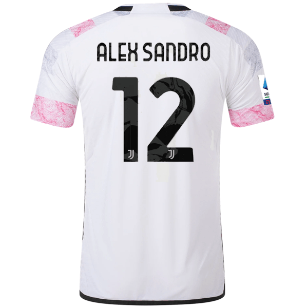 adidas Juventus Authentic Alex Sandro Away Jersey w/ Serie A Patch 23/24 (White) | SoccerWearhouse