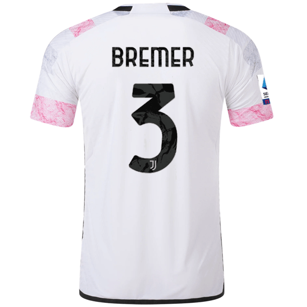 adidas Juventus Authentic Bremer Away Jersey w/ Serie A Patch 23/24 (White) | SoccerWearhouse
