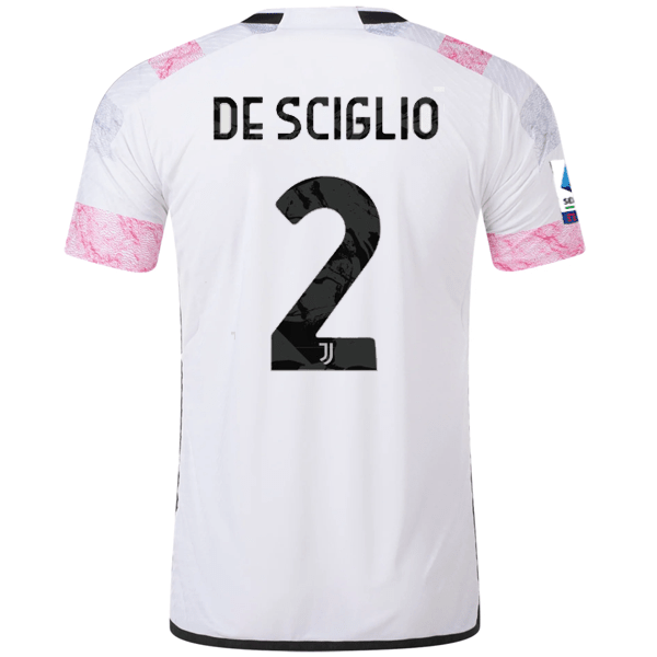 adidas Juventus Authentic De Sciglio Away Jersey w/ Serie A Patch 23/24 (White) | SoccerWearhouse