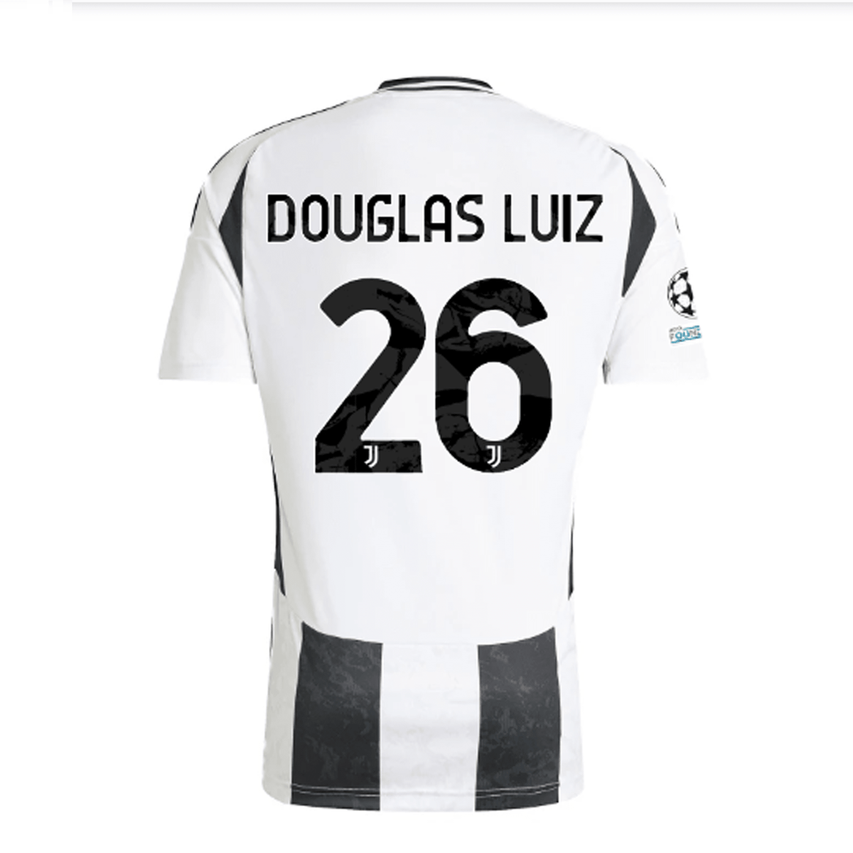 adidas Juventus Authentic Douglas Luiz Home Jersey w/ Champions League + Copa Italia Patches 24/25 (White/Black) | SoccerWearhouse