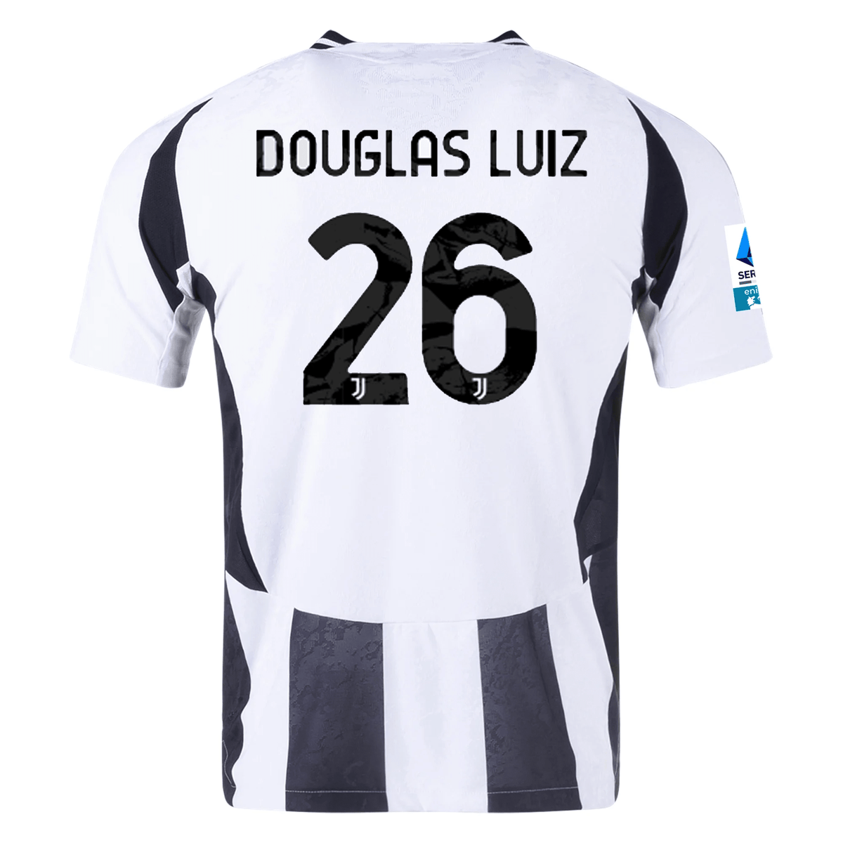 adidas Juventus Authentic Douglas Luiz Home Jersey w/ Serie A Patch 24/25 (White/Black) | SoccerWearhouse