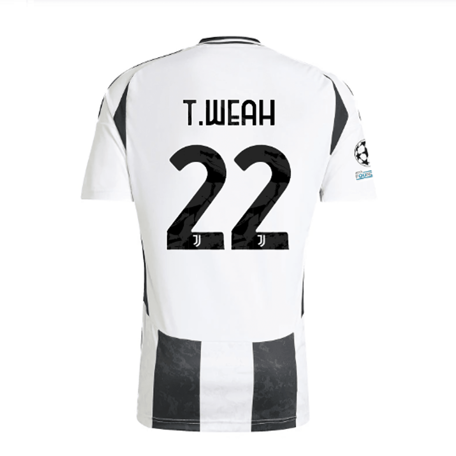 adidas Juventus Authentic Tim Weah Home Jersey w/ Champions League + Copa Italia Patches 24/25 (White/Black) | SoccerWearhouse
