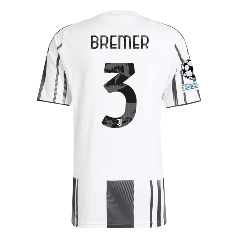 adidas Juventus Bremer Home Jersey w/ Champions League Patches 25/26 (White/Black/Pink) | SoccerWearhouse