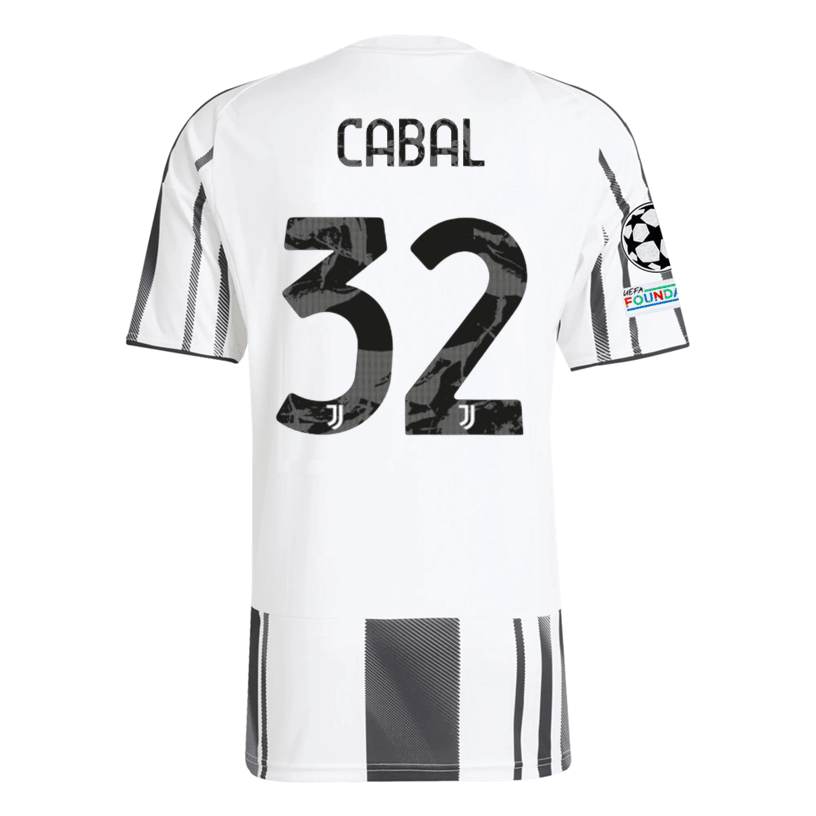 adidas Juventus Cabal Home Jersey w/ Champions League Patches 25/26 (White/Black/Pink) | SoccerWearhouse
