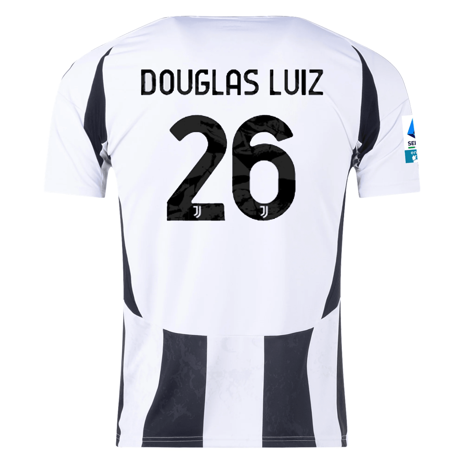 adidas Juventus Douglas Luiz Home Jersey w/ Serie A Patch 24/25 (White/Black) | SoccerWearhouse