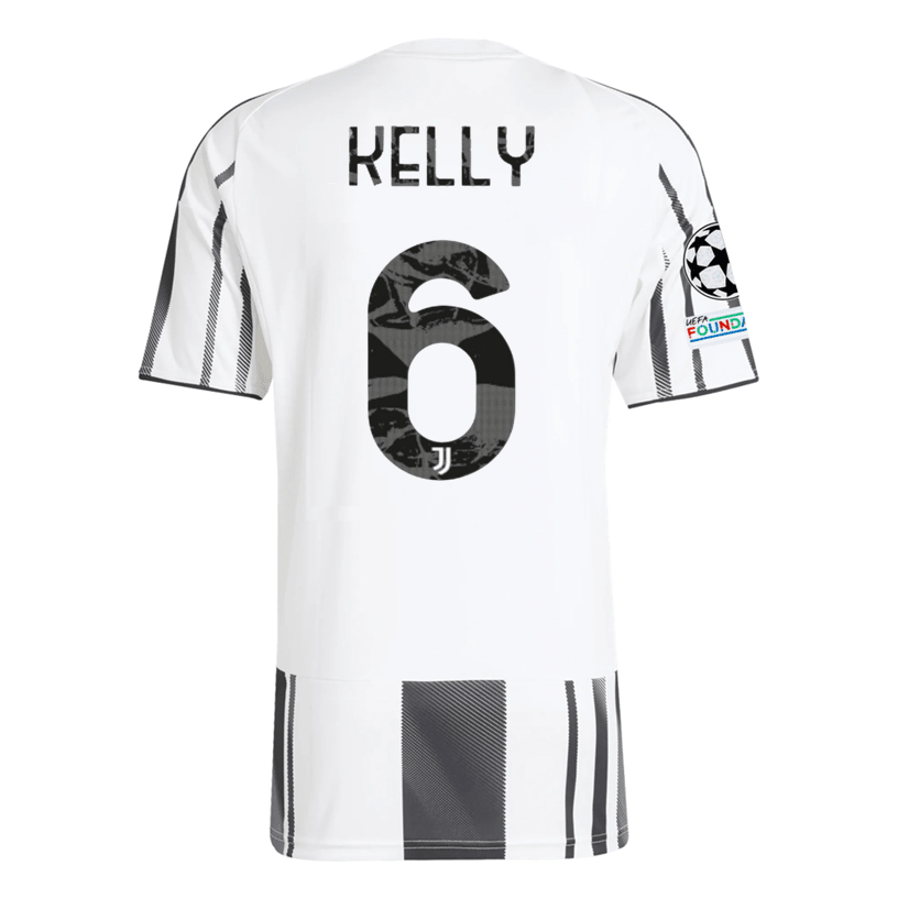 adidas Juventus Kelly Home Jersey w/ Champions League Patches 25/26 (White/Black/Pink) | SoccerWearhouse