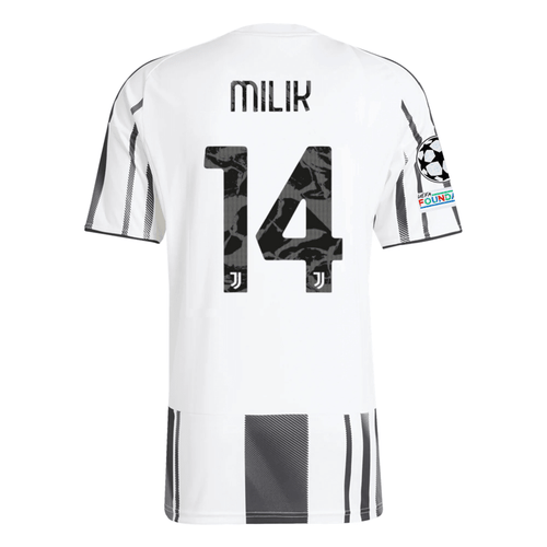 adidas Juventus Milik  Home Jersey w/ Champions League Patches 25/26 (White/Black/Pink) - XL