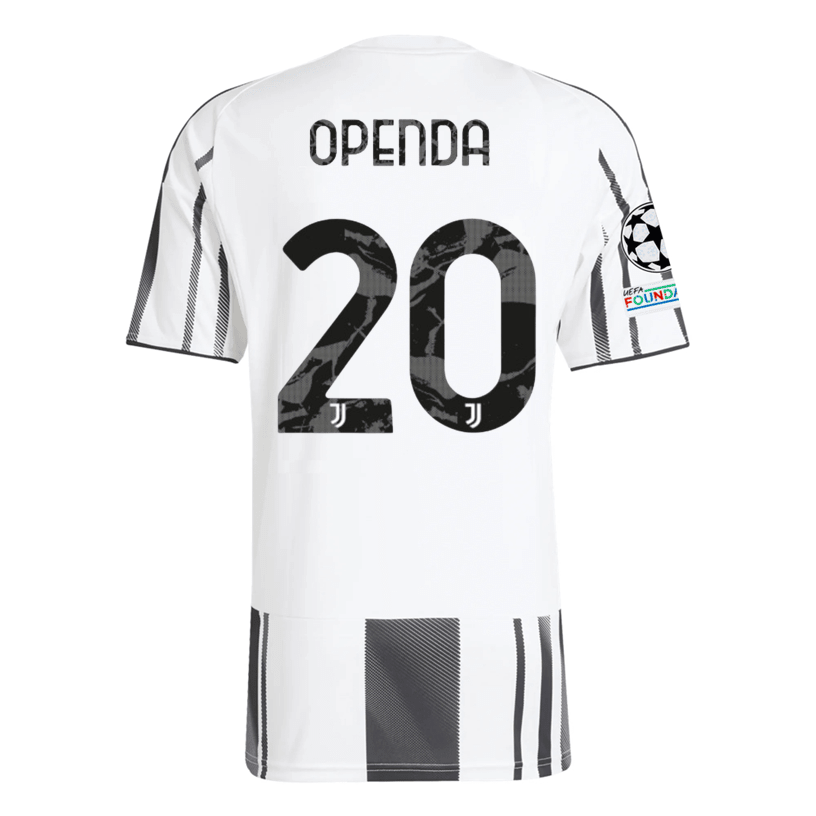 adidas Juventus Openda Home Jersey w/ Champions League Patches 25/26 (White/Black/Pink) | SoccerWearhouse