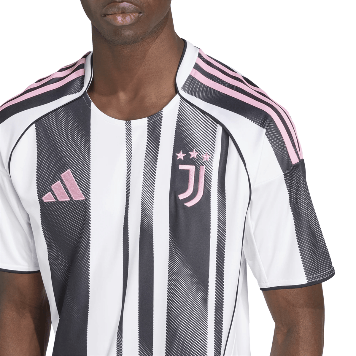 adidas Juventus Rouhi Home Jersey w/ Champions League Patches 25/26 (White/Black/Pink) | SoccerWearhouse
