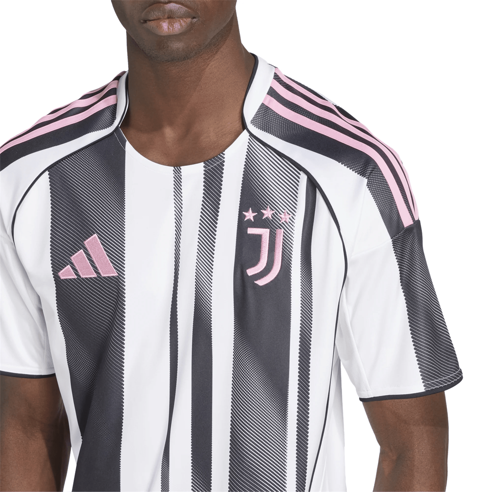 adidas Juventus Rouhi Home Jersey w/ Champions League Patches 25/26 (White/Black/Pink) | SoccerWearhouse