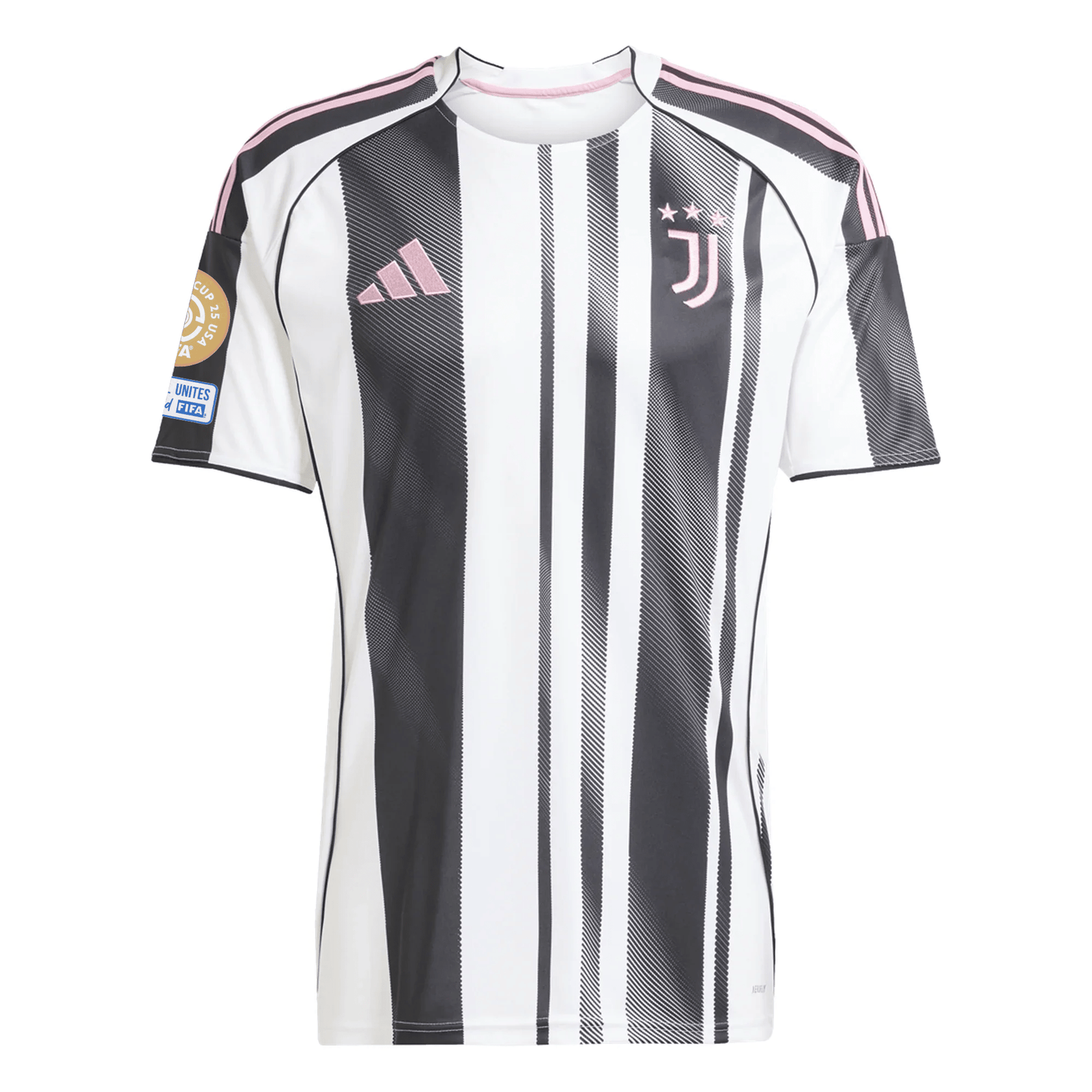 adidas Juventus Weston McKennie Home Jersey w/ Club World Cup Patches 25/26 (White/Black/Pink) | SoccerWearhouse