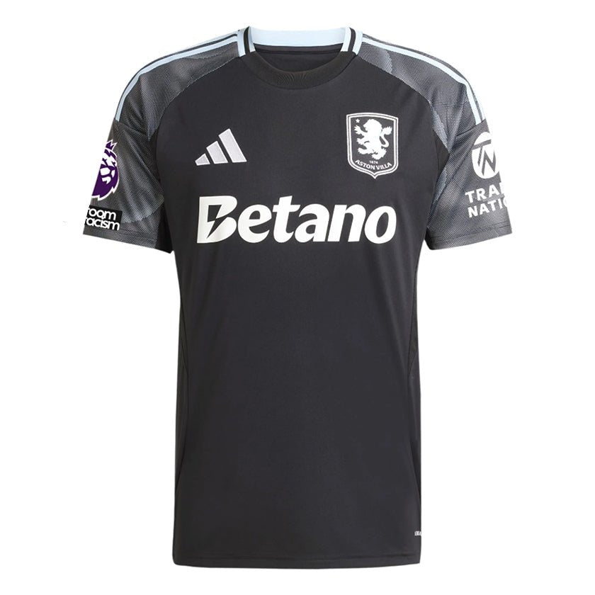 adidas Kamara Men's Aston Villa 25/26 Away Jersey w/ EPL + NRFR Patches (Black/Global Blue) | SoccerWearhouse