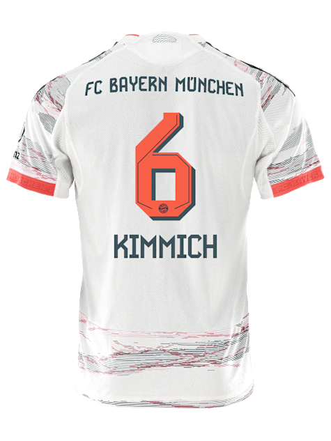 adidas Kimmich Authentic Away Jersey 25/26 w/ Sponsor + Meister Bundesliga Patch (White/Red) | SoccerWearhouse