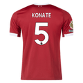 adidas Konate Men's Liverpool Home Jersey 25/26 w/ NRFR + EPL Champions Patch (Strawberry Red)