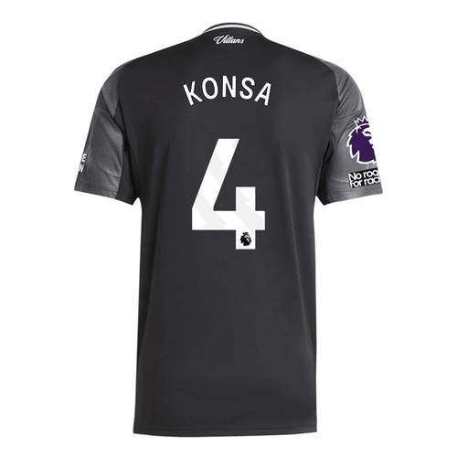 adidas Konsa Men's Aston Villa 25/26 Away Jersey w/ EPL + NRFR Patches (Black/Global Blue) - S