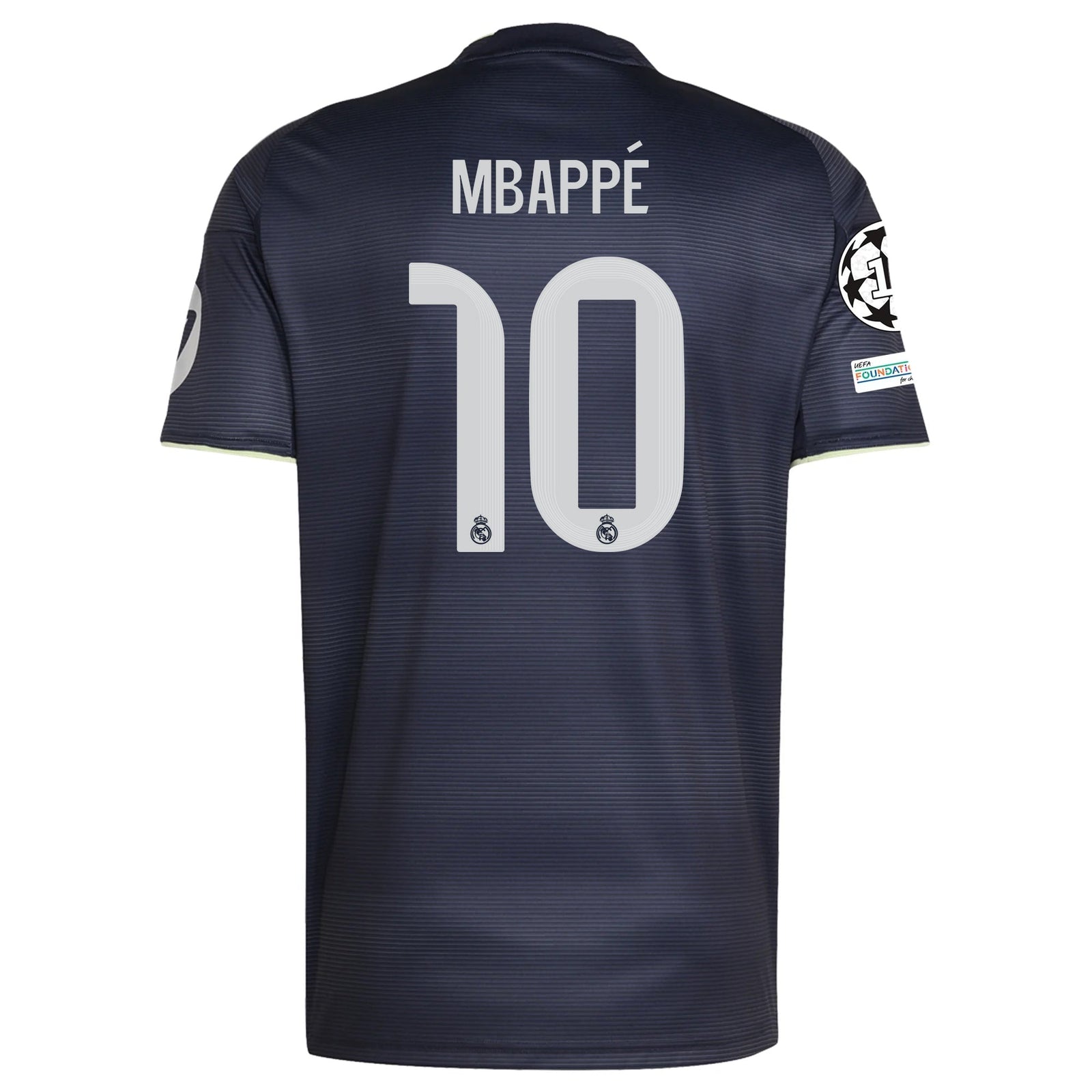 adidas Kylian Mbappé Real Madrid 25/26 Away Jersey w/ Champions League Patches (Legend Ink) | SoccerWearhouse
