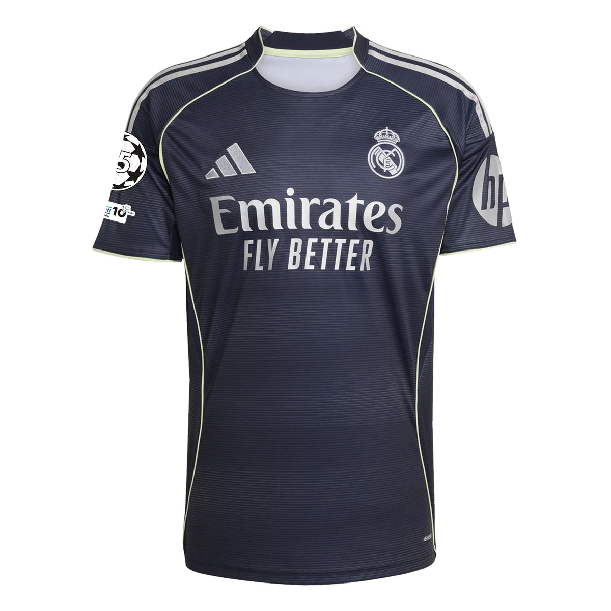 adidas Kylian Mbappé Real Madrid 25/26 Away Jersey w/ Champions League Patches (Legend Ink) | SoccerWearhouse