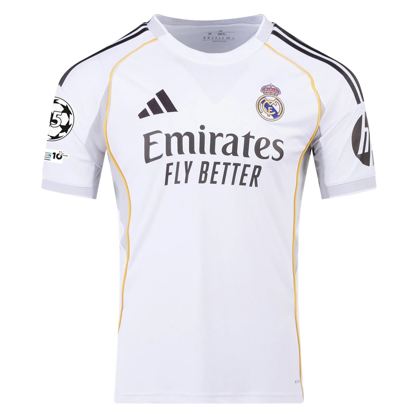 adidas Kylian Mbappe Real Madrid 25/26 Home Jersey w/ Champions League Patches (White) | SoccerWearhouse