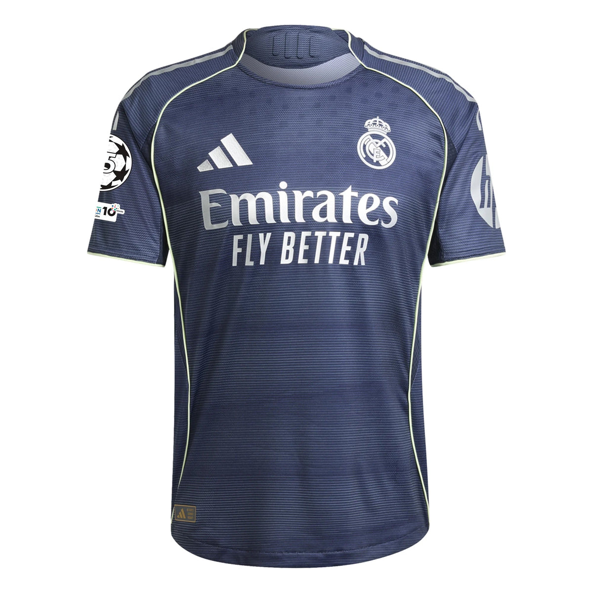 adidas Kylian Mbappe Real Madrid Authentic Away Jersey 25/26 w/ Champions League Patches (Legend Ink) | SoccerWearhouse