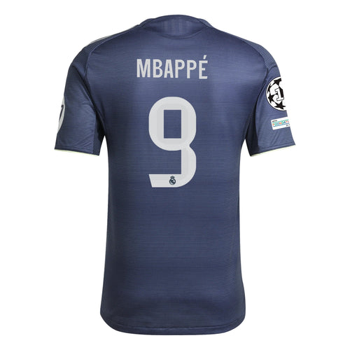 adidas Kylian Mbappe Real Madrid Authentic Away Jersey 25/26 w/ Champions League Patches (Legend Ink) - L