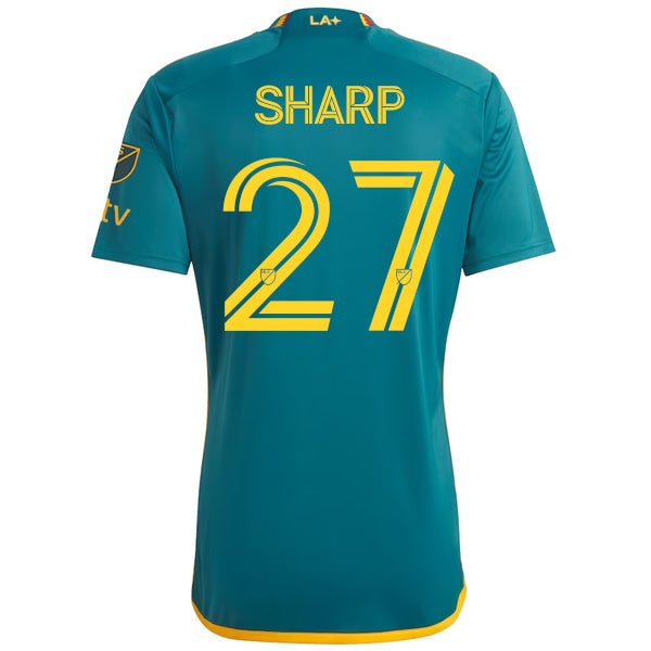 adidas LA Galaxy Billy Sharp Authentic Away Jersey w/ MLS + Apple TV Patch 23/24 (Green/Yellow) | SoccerWearhouse