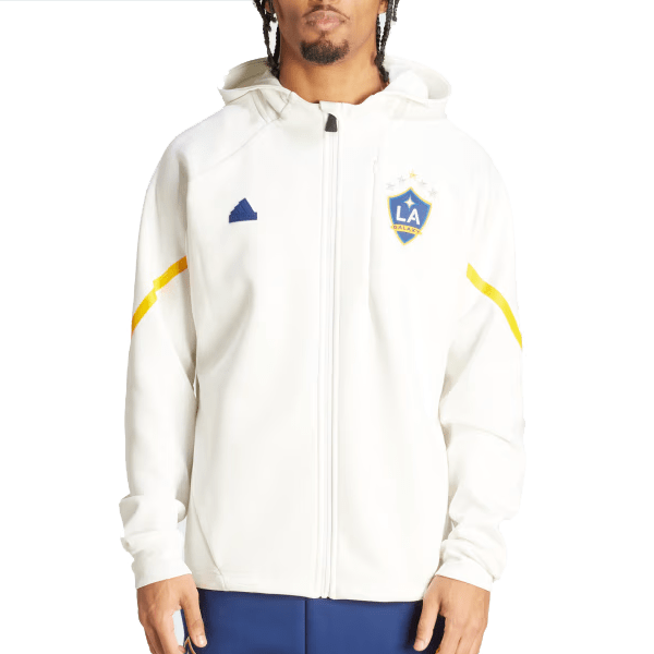 adidas LA Galaxy D4GMD Anthem Hoodie Jacket 2024 (White) | SoccerWearhouse