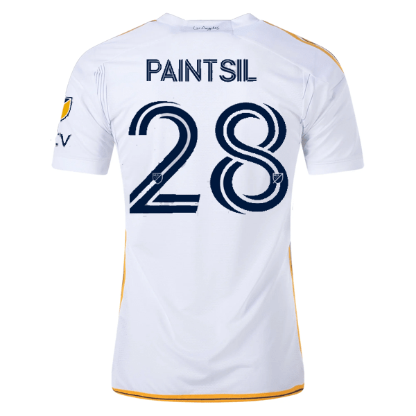 adidas LA Galaxy Joseph Paintsil Home Jersey w/ MLS + Apple TV Patches 24/25 (White/Yellow/Navy) | SoccerWearhouse