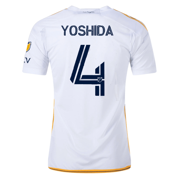 adidas LA Galaxy Maya Yoshida Home Jersey w/ MLS + Apple TV Patches 24/25 (White/Yellow/Navy) | SoccerWearhouse
