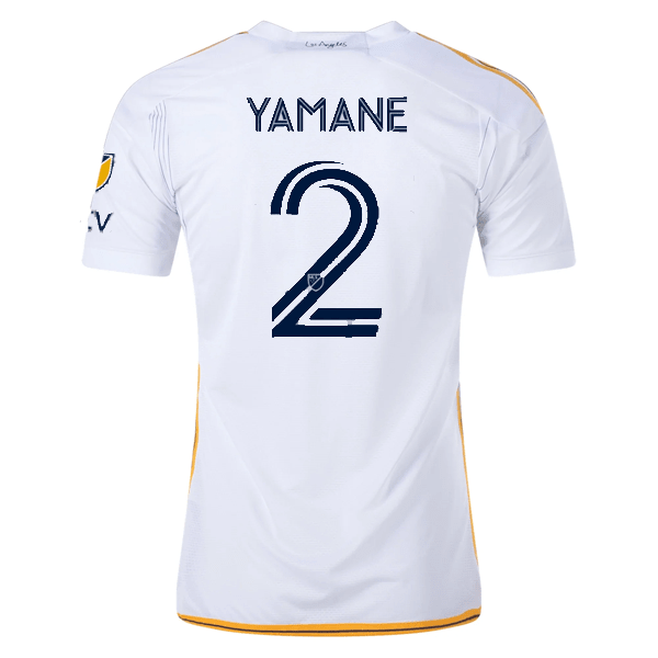adidas LA Galaxy Miki Yamane Home Jersey w/ MLS + Apple TV Patches 24/25 (White/Yellow/Navy) | SoccerWearhouse