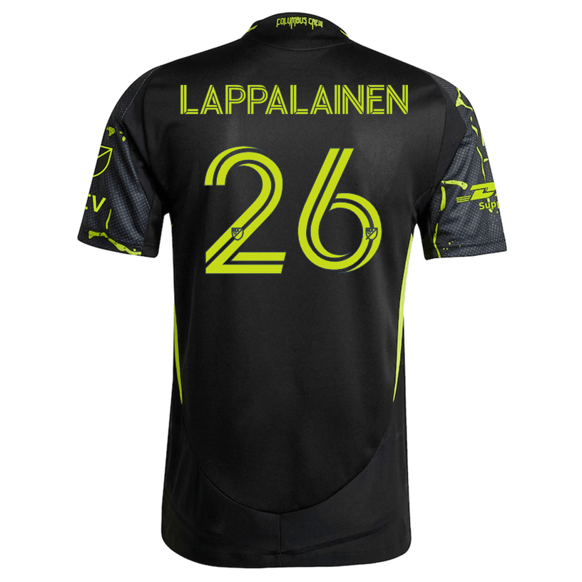 adidas Lassi Lappalainen Columbus Crew Authentic Away Jersey w/ MLS Patches 25/26 (Black/Yellow) | SoccerWearhouse