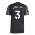adidas Lindelof Men's Aston Villa 25/26 Away Jersey w/ EPL + NRFR Patches (Black/Global Blue)