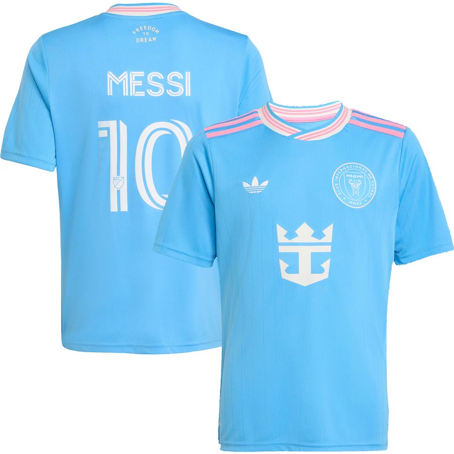 adidas Lionel Messi Youth Inter Miami 25/26 Third Jersey (Blue/Pink) | SoccerWearhouse
