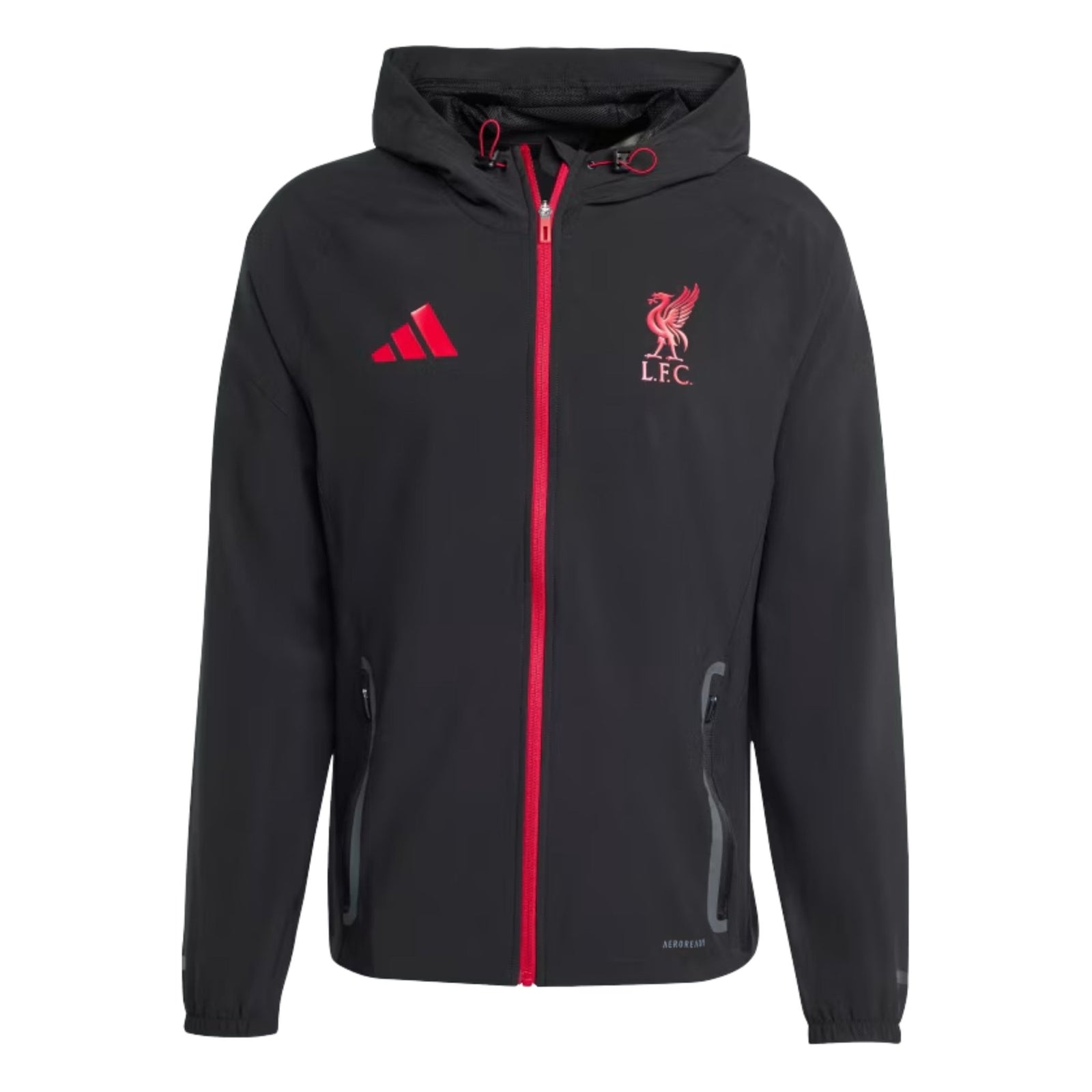 adidas Liverpool FC 25/26 VIS Tech Travel Jacket (Black/Red) | SoccerWearhouse