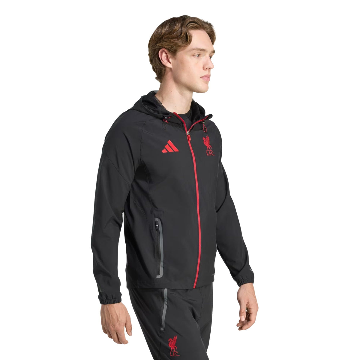 adidas Liverpool FC 25/26 VIS Tech Travel Jacket (Black/Red) | SoccerWearhouse