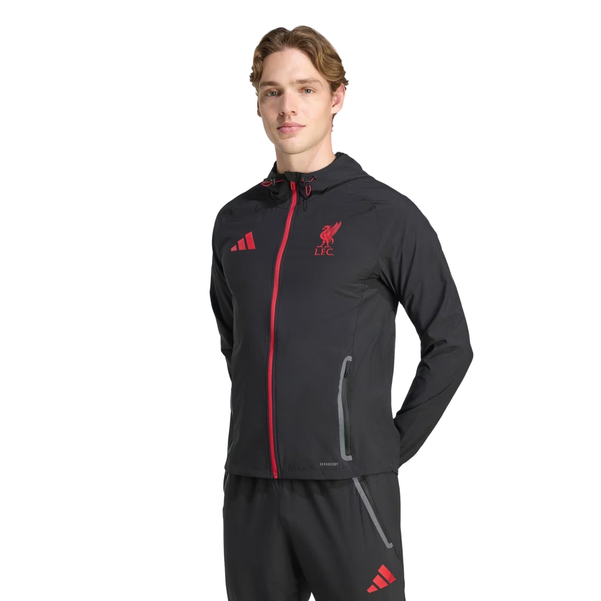 adidas Liverpool FC 25/26 VIS Tech Travel Jacket (Black/Red)